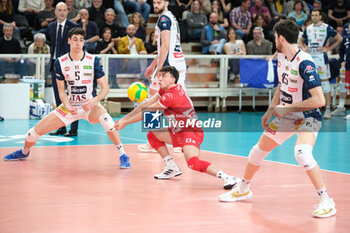 2024-03-13 - Bump of Gabriele Laurenzano of ITAS Trentino Volley during the match between ITAS Trentino Volley and Cucine Lube Civitanova, semifinals of CEV Men Volley Champions League 2023/2024 at Il T Quotidiano Arena on March 13, 2024, Trento, Italy. - SEMILFINALS - ITAS TRENTINO VS CUCINE LUBE CIVITANOVA - CHAMPIONS LEAGUE MEN - VOLLEYBALL