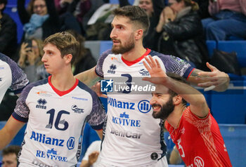 13/11/2024 - PAOLO PORRO, JACOPO LARIZZA AND DAMIANO CATANIA (POWERVOLLEY MILANO) - ALLIANZ MILANO VS KNACK ROESELARE - CHAMPIONS LEAGUE MEN - VOLLEY