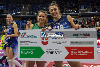 2024-01-24 - Teodora Pusic (Allianz VV Milano) with Sonia Candi (Allianz VV Milano) - ALLIANZ VERO VOLLEY MILANO VS AEROITALIA ROMA VOLLEY - WOMEN ITALIAN CUP - VOLLEYBALL