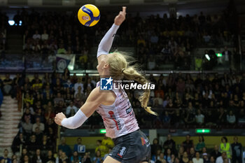 2024-02-18 - Spike of Kathryn Plummer (Prosecco Doc Imoco Conegliano) during Italian Cup Frecciarossa Final 2024 match between Prosecco Doc Imoco Conegliano and Allianz VeroVolley Milano at PalaTrieste, Trieste, Italy on February, 2024 - FINAL - PROSECCO DOC IMOCO CONEGLIANO VS ALLIANZ VERO VOLLEY MILANO - WOMEN ITALIAN CUP - VOLLEYBALL