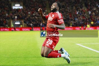 2025-02-26 - Shayden Morris (20) of Aberdeen scores a goal 2-1 and celebrates during the Scottish championship Premiership football match between Aberdeen and Rangers on 30 October 2024 at Pittodrie Stadium in Aberdeen, Scotland - FOOTBALL - SCOTTISH CHAMP - ABERDEEN V RANGERS - SCOTTISH PREMIERSHIP - SOCCER