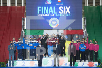 2020-11-21 - Medal Ceremony Italian Championship WAG
Gold Medal Brixia Brescia
Silver Medal Ginnastica Civitavecchia
Bronze Medal Giglio Montevarchi - GINNASTICA ARTISTICA - FINAL SIX SERIE A1 (2GG) - GYMNASTICS - OTHER SPORTS