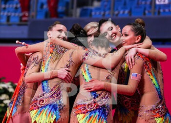 2021-05-29 - United States of America USA group team during the Rhythmic Gymnastics FIG World Cup 2021 Pesaro at Vitrifrigo Arena, Pesaro, Italy on May 29, 2021 - Photo FCI / Fabrizio Carabelli - RHYTHMIC GYMNASTICS WORLD CUP 2021 - GYMNASTICS - OTHER SPORTS