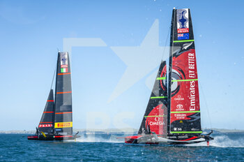 2020-12-15 - Luna Rossa Prada Pirelli Team and Emirates Team New Zealand on leg two of a practice match during Official practice ahead of the Prada Christmas Cup on décember 15 2020, Auckland, New Zealand. Photo: Chris Cameron / DPPI - CHRISTMAS CUP 2020 - PRADA OFFICIAL PRACTICE - SAILING - OTHER SPORTS