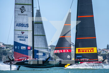 2020-12-16 - American Magic and Luna Rossa Prada Pirelli Team tune up ahead of racing during the Prada America's Cup World Series Auckland Race Day One, on december 17 2020, Auckland, New Zealand. Photo: Chris Cameron / DPPI - PRADA AMERICA'S CUP WORLD SERIES 2020 & PRADA CHRISTMAS RACE 2020 - SAILING - OTHER SPORTS