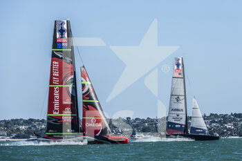 2020-12-16 - Emirates Team New Zealand loses the start to American Magic in race four of the Regatta during the Prada America's Cup World Series Auckland Race Day One, on december 17 2020, Auckland, New Zealand. Photo: Chris Cameron / DPPI - PRADA AMERICA'S CUP WORLD SERIES 2020 & PRADA CHRISTMAS RACE 2020 - SAILING - OTHER SPORTS