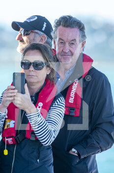 2020-12-16 - Sir Michael Fay aboard an Emirates Team New sponsors chase boat during the Prada America's Cup World Series Auckland Race Day One, on december 17 2020, Auckland, New Zealand. Photo: Chris Cameron / DPPI - PRADA AMERICA'S CUP WORLD SERIES 2020 & PRADA CHRISTMAS RACE 2020 - SAILING - OTHER SPORTS