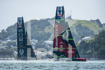2020-12-16 - Emirates Team New Zealand helmed by Peter Burling and INEOS Team UK helmed by Sir Ben Ainslie. Start of Race six of the regatta during the Prada America's Cup World Series Auckland Race Day Two, on december 1 2020, Auckland, New Zealand. Photo: Chris Cameron / DPPI - PRADA AMERICA'S CUP WORLD SERIES 2020 & PRADA CHRISTMAS RACE 2020 - SAILING - OTHER SPORTS