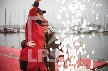 2021-01-27 - Boris Herrmann (ger),4th, sailing on the Imoca SeaExplorer - Yacht Club de Monaco with his wife Birte during the arrival of the 2020-2021 VendÃ©e Globe after 80 days, 14 hours, 59 minutes and 45 seconde, 9th edition of the solo non-stop round the world yacht race, on January 27th 2021 in Les Sables-d'Olonne, France - Photo Martin KeruzorÃ© / DPPI - ARRIVAL OF THE 2020-2021 VENDéE GLOBE, 9TH EDITION OF THE SOLO NON-STOP ROUND THE WORLD YACHT RACE - SAILING - OTHER SPORTS