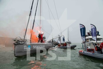 2021-01-27 - Boris Herrmann (ger),4th, sailing on the Imoca SeaExplorer - Yacht Club de Monaco with Pierre Casiraghi during the arrival of the 2020-2021 VendÃ©e Globe after 80 days, 14 hours, 59 minutes and 45 seconde, 9th edition of the solo non-stop round the world yacht race, on January 27th 2021 in Les Sables-d'Olonne, France - Photo Martin KeruzorÃ© / DPPI - ARRIVAL OF THE 2020-2021 VENDéE GLOBE, 9TH EDITION OF THE SOLO NON-STOP ROUND THE WORLD YACHT RACE - SAILING - OTHER SPORTS