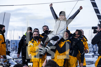 2021-02-01 - Clarisse Cremer (fra) sailing on the Imoca Banque Populaire X finishing the Vendée Globe 2020-2021 in 87 days 2 hours 24 minutes and 25 seconds during the arrival of the 2020-2021 Vendée Globe, 9th edition of the solo non-stop round the world yacht race, on February 3rd 2021 in Les Sables-d'Olonne, France - Photo Pierre Bouras / DPPI - ARRIVAL OF THE 2020-2021 VENDéE GLOBE, 9TH EDITION OF THE SOLO NON-STOP ROUND THE WORLD YACHT RACE - SAILING - OTHER SPORTS