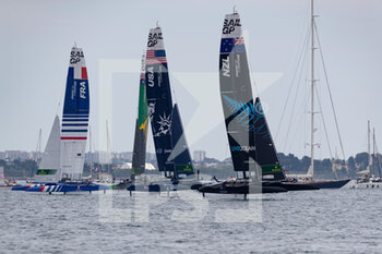 2021-06-05 - F50 coming to the first mark from the left: France, USA and New Zeland - SAIL GRAND PRIX 2021 (DAY 1) - SAILING - OTHER SPORTS