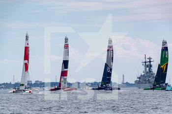 2021-06-05 - F50 in down wind, from left: Japan, Great Britain, USA, Australia - SAIL GRAND PRIX 2021 (DAY 1) - SAILING - OTHER SPORTS