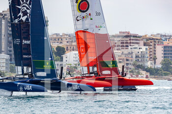 2021-06-06 - F50 USA team and Spain team at the on shore mark - 2021 SAIL GRAND PRIX (DAY 2) - SAILING - OTHER SPORTS