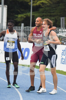 2021-05-14 - Esultanza di Marcell Jacobs per la vittoria dei 100m ai Campionati Italiani di Atletica - JACOBS MARCELL - INTERNATIONALS - ATHLETICS