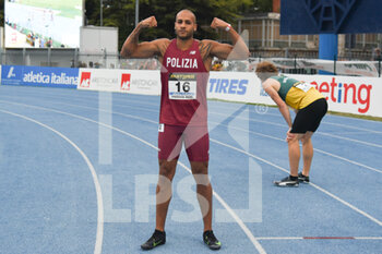 2021-05-14 - Esultanza di Marcell Jacobs per la vittoria dei 100m ai Campionati Italiani di Atletica - JACOBS MARCELL - INTERNATIONALS - ATHLETICS