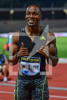 2021-06-10 - Akani Simbine (RSA) Men's 100m celebrates the victory - WANDA DIAMOND LEAGUE 2021 - GOLDEN GALA PIETRO MENNEA - INTERNATIONALS - ATHLETICS