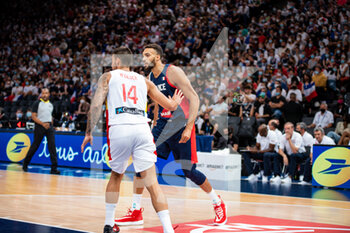 2021-07-10 - Willy Hernangomez of Spain and Rudy Gobert of France during the International Men's Friendly Basketball match between France and Spain on July 10, 2021 at AccorHotels Arena in Paris, France - Photo Antoine Massinon / A2M Sport Consulting / DPPI - INTERNATIONAL MEN'S FRIENDLY  MATCH - FRANCE VS SPAIN - FRIENDLY MATCH - BASKETBALL