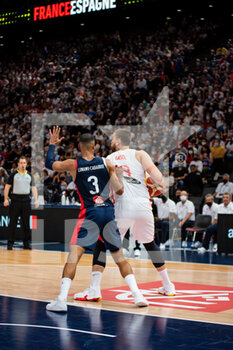 2021-07-10 - Timothe Luwawu Cabarrot of France and Marc Gasol of Spain fight for the ball during the International Men's Friendly Basketball match between France and Spain on July 10, 2021 at AccorHotels Arena in Paris, France - Photo Melanie Laurent / A2M Sport Consulting / DPPI - INTERNATIONAL MEN'S FRIENDLY  MATCH - FRANCE VS SPAIN - FRIENDLY MATCH - BASKETBALL
