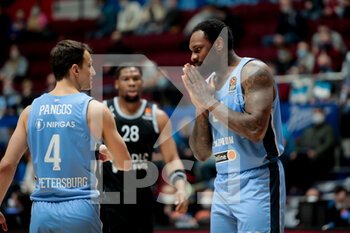 2021-04-02 - Kevin Pangos of BC Zenit and Tarik Black of BC Zenit during the Turkish Airlines EuroLeague basketball match between Zenit St Petersburg and LDLC ASVEL Villeurbanne on April 2, 2021 at Sibur Arena in Saint Petersburg, Russia - Photo Anatoly Medved / Orange Pictures / DPPI - ZENIT ST PETERSBURG VS LDLC ASVEL VILLEURBANNE - EUROLEAGUE - BASKETBALL