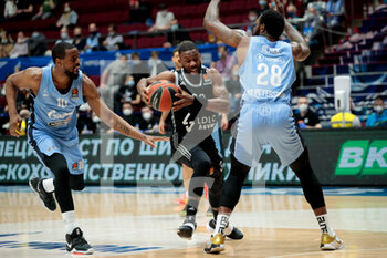 2021-04-02 - Will Thomas of BC Zenit, Norris Cole of LDLC ASVEL Villeurbanne and Tarik Black of BC Zenit during the Turkish Airlines EuroLeague basketball match between Zenit St Petersburg and LDLC ASVEL Villeurbanne on April 2, 2021 at Sibur Arena in Saint Petersburg, Russia - Photo Anatoly Medved / Orange Pictures / DPPI - ZENIT ST PETERSBURG VS LDLC ASVEL VILLEURBANNE - EUROLEAGUE - BASKETBALL