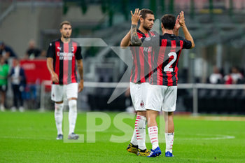 2020-09-05 - Davide Calabria (AC Milan) festeggia dopo il gol con Leo Duarte (AC Milan) - MILAN VS MONZA - FRIENDLY MATCH - SOCCER
