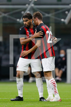2020-09-05 - Daniel Maldini (AC Milan) esulta dopo il gol con Lucas Paqueta (AC Milan) - MILAN VS MONZA - FRIENDLY MATCH - SOCCER