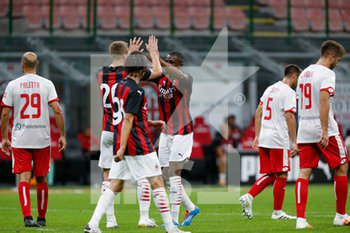 2020-09-05 - Pierre Kalulu (AC Milan) festeggia dopo il suo primo gol in maglia rossonera - MILAN VS MONZA - FRIENDLY MATCH - SOCCER