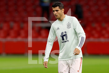 2020-11-11 - Alvaro Morata of Spain warms up before the International Friendly football match between Netherlands and Spain on november 11, 2020 at Johan Cruijff Arena in Amsterdam, Netherlands - Photo Marcel ter Bals / Orange Pictures / DPPI - FRIENDLY FOOTBALL MATCH BETWEEN NETHERLANDS AND SPAIN - FRIENDLY MATCH - SOCCER