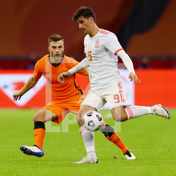 2020-11-11 - Joel Veltman of The Netherlands, Gerard Moreno of Spain during the International Friendly football match between Netherlands and Spain on november 11, 2020 at Johan Cruijff Arena in Amsterdam, Netherlands - Photo Marcel ter Bals / Orange Pictures / DPPI - FRIENDLY FOOTBALL MATCH BETWEEN NETHERLANDS AND SPAIN - FRIENDLY MATCH - SOCCER