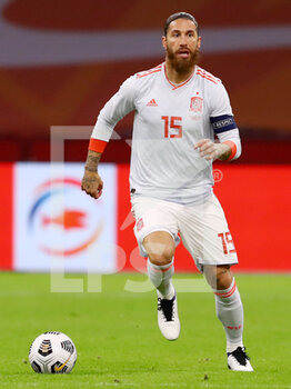 2020-11-11 - Sergio Ramos of Spain during the International Friendly football match between Netherlands and Spain on november 11, 2020 at Johan Cruijff Arena in Amsterdam, Netherlands - Photo Marcel ter Bals / Orange Pictures / DPPI - FRIENDLY FOOTBALL MATCH BETWEEN NETHERLANDS AND SPAIN - FRIENDLY MATCH - SOCCER