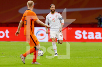 2020-11-11 - Sergio Ramos of Spain during the International Friendly football match between Netherlands and Spain on november 11, 2020 at Johan Cruijff Arena in Amsterdam, Netherlands - Photo Marcel ter Bals / Orange Pictures / DPPI - FRIENDLY FOOTBALL MATCH BETWEEN NETHERLANDS AND SPAIN - FRIENDLY MATCH - SOCCER