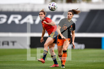 2021-04-09 - Mariona Caldentey of Spain and Dominique Janssen of Netherlands during the Women's International Friendly football match between Spain and Netherlands on April 9, 2021 at Estadio Municipal de Marbella in Marbella, Spain - Photo Pablo Morano / Orange Pictures / DPPI - WOMEN'S INTERNATIONAL FRIENDLY FOOTBALL MATCH - SPAIN VS NETHERLANDS - FRIENDLY MATCH - SOCCER
