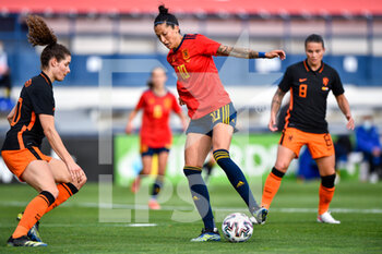 2021-04-09 - Dominique Janssen of Netherlands and Jenifer Hermoso of Spain during the Women's International Friendly football match between Spain and Netherlands on April 9, 2021 at Estadio Municipal de Marbella in Marbella, Spain - Photo Pablo Morano / Orange Pictures / DPPI - WOMEN'S INTERNATIONAL FRIENDLY FOOTBALL MATCH - SPAIN VS NETHERLANDS - FRIENDLY MATCH - SOCCER
