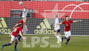 2021-04-13 - Guro Reiten of Norway celebrates her goal 0-1 during the International Women's Friendly football match between Germany and Norway on April 13, 2021 at Brita-Arena in Wiesbaden, Germany - Photo Heiko Becker / firo Sportphoto / DPPI - AMICHEVOLE NAZIONALE FEMMINILE 2021 - GERMANIA VS NORVEGIA - FRIENDLY MATCH - SOCCER
