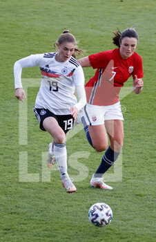 2021-04-13 - Jule Brand of Germany and Ingrid Engen of Norway during the International Women's Friendly football match between Germany and Norway on April 13, 2021 at Brita-Arena in Wiesbaden, Germany - Photo Heiko Becker / firo Sportphoto / DPPI - AMICHEVOLE NAZIONALE FEMMINILE 2021 - GERMANIA VS NORVEGIA - FRIENDLY MATCH - SOCCER