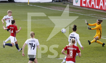2021-04-13 - Paulina Krumbiegel of Germany scores the 3-1 goal, Cecilie Fiskerstrand of Norway during the International Women's Friendly football match between Germany and Norway on April 13, 2021 at Brita-Arena in Wiesbaden, Germany - Photo Heiko Becker / firo Sportphoto / DPPI - AMICHEVOLE NAZIONALE FEMMINILE 2021 - GERMANIA VS NORVEGIA - FRIENDLY MATCH - SOCCER