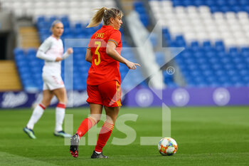 2021-04-13 - Wales Gemma Evans (3) in action during the International Women's Friendly football match between Wales and Denmark on April 13, 2021 at the Cardiff City Stadium in Cardiff, Wales - Photo Dan Minto / ProSportsImages / DPPI - AMICHEVOLE FEMMINILE 2021 - GALLES VS DANIMARCA - FRIENDLY MATCH - SOCCER