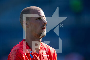 2021-06-06 - Andre Hansen of Norway warms up during the international friendly football match between Norway and Greece on June 6, 2021 at La Rosaleda Stadium in Malaga, Spain - Photo Joaquin Corchero / Spain DPPI / DPPI - 2021 FRIENDLY GAME - NORWAY VS GREECE - FRIENDLY MATCH - SOCCER