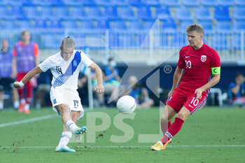 2021-06-06 - Dimitrios Pelkas of Greece and Martin Odegaard of Norway during the international friendly football match between Norway and Greece on June 6, 2021 at La Rosaleda Stadium in Malaga, Spain - Photo Joaquin Corchero / Spain DPPI / DPPI - 2021 FRIENDLY GAME - NORWAY VS GREECE - FRIENDLY MATCH - SOCCER
