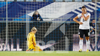 2021-06-10 - Goalkeeper Merle Frohms and Lena Sophie Oberdorf of Germany look dejected after the Kenza Dali's goal during the Women's Friendly football match between France and Germany on June 10, 2021 at La Meinau stadium in Strasbourg, France - Photo Heiko Becker / firo Sportphoto / DPPI - WOMEN FRIENDLY MATCH - FRANCE VS GERMANY - FRIENDLY MATCH - SOCCER