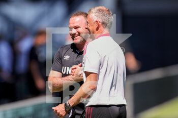 2021-07-18 - Ole Gunnar Solskjaer Manager of Manchester United and Wayne Rooney Manager of Derby County during the Pre-Season Friendly football match between Derby County and Manchester United on July 18, 2021 at the Pride Park in Derby, England - Photo Nigel Keene / ProSportsImages / DPPI - FRIENDLY MATCH BETWEEN DERBY COUNTY AND MANCHESTER UNITED  - FRIENDLY MATCH - SOCCER
