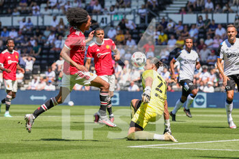 2021-07-18 - Tahith Chong (44) of Manchester United scores the first goal during the Pre-Season Friendly football match between Derby County and Manchester United on July 18, 2021 at the Pride Park in Derby, England - Photo Nigel Keene / ProSportsImages / DPPI - FRIENDLY MATCH BETWEEN DERBY COUNTY AND MANCHESTER UNITED  - FRIENDLY MATCH - SOCCER