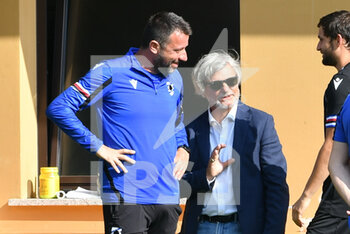 2021-07-22 - President Massimo Ferrero of Sampdoria with coach Roberto D'Aversa - UC SAMPDORIA VS FC CASTIGLIONE - FRIENDLY MATCH - SOCCER