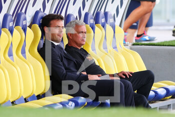2021-07-25 - Tiago Pinto (L) and Jose' Mourinho (R) of Roma during the Friendly Pre-Season football match between AS Roma and Debrecen on July 25, 2021 at Stadio Benito Stirpe in Frosinone, Italy - Photo Federico Proietti / DPPI - FRIENDLY PRE-SEASON - AS ROMA AND DEBRECEN - FRIENDLY MATCH - SOCCER
