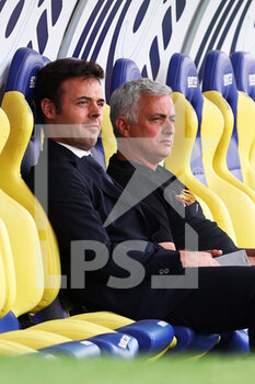 2021-07-25 - The General Manager of Roma Tiago Pinto (L) and the head coach Jose' Mourinho (R) during the Friendly Pre-Season football match between AS Roma and Debrecen on July 25, 2021 at Stadio Benito Stirpe in Frosinone, Italy - Photo Federico Proietti / DPPI - FRIENDLY PRE-SEASON - AS ROMA AND DEBRECEN - FRIENDLY MATCH - SOCCER
