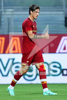 2021-07-25 - Nicolo' Zaniolo of Roma celebrates after scoring 3-1 goal during the Friendly Pre-Season football match between AS Roma and Debrecen on July 25, 2021 at Stadio Benito Stirpe in Frosinone, Italy - Photo Federico Proietti / DPPI - FRIENDLY PRE-SEASON - AS ROMA AND DEBRECEN - FRIENDLY MATCH - SOCCER