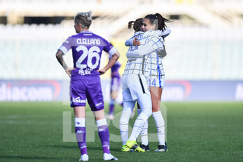 2021-02-14 - Kathellen Sousa (Inter) and Lisa Alborghetti (Inter) celebrate the conquest of the semifinal in front of Lana Clelland (Fiorentina Femminile) - ACF FIORENTINA FEMMINILE VS FC INTERNAZIONALE  - WOMEN ITALIAN CUP - SOCCER