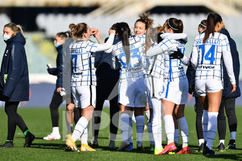 2021-02-14 - Inter players celebrate the conquest of the semifinal - ACF FIORENTINA FEMMINILE VS FC INTERNAZIONALE  - WOMEN ITALIAN CUP - SOCCER