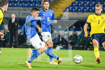 2020-11-18 - Giacomo Raspadori (Italia) segna il 3 a 1 - QUALIFICAZIONI EUROPEI - ITALIA U21 VS SVEZIA - UEFA EUROPEAN - SOCCER